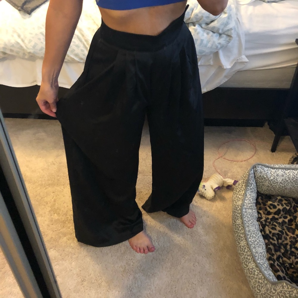 Black Wide Leg Satin Pants